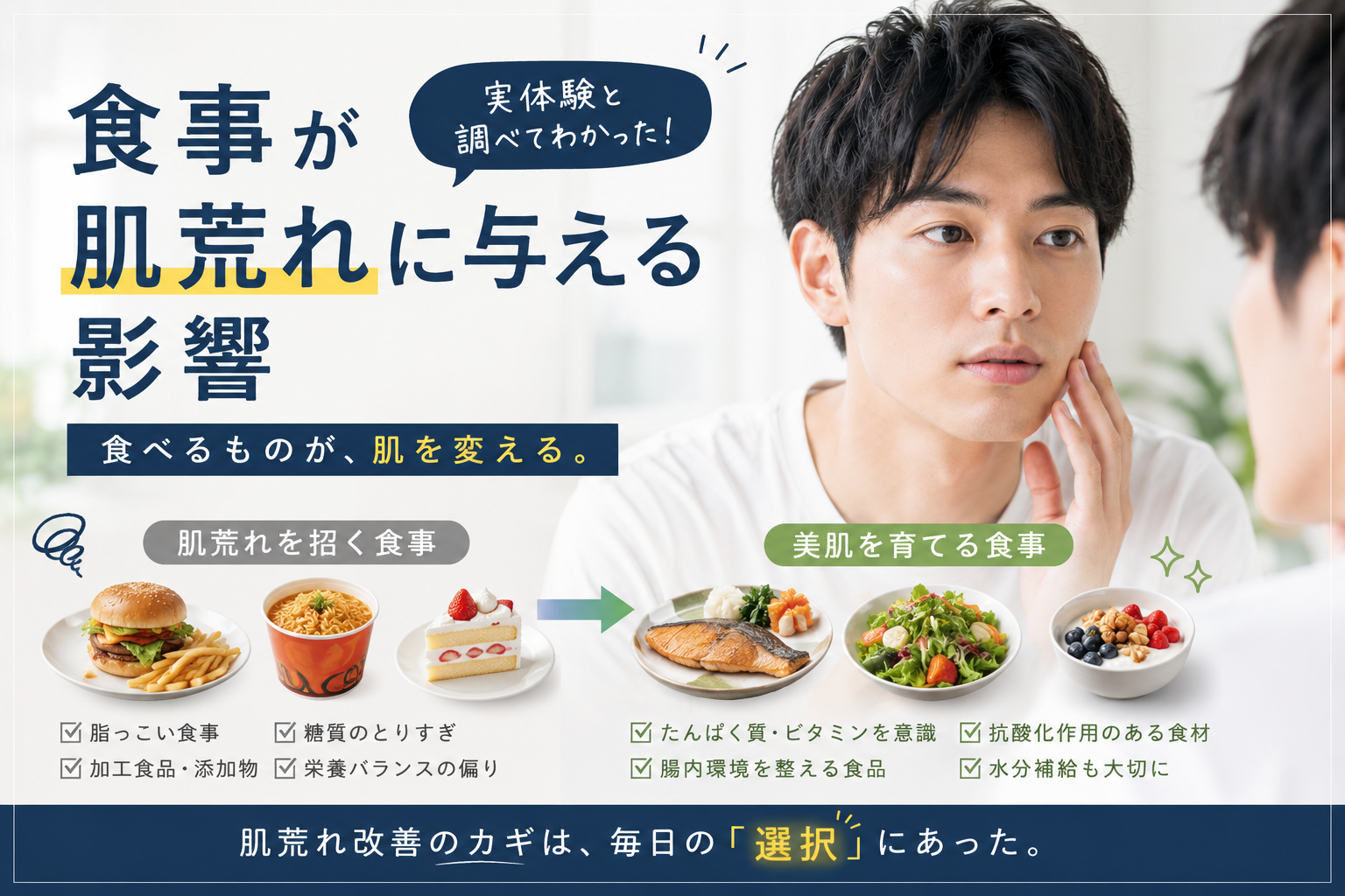 食事 肌荒れ 男性 改善